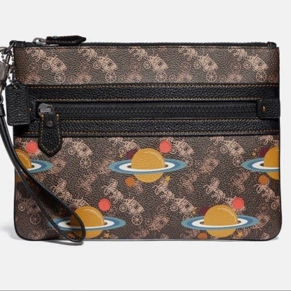 COACH Large Front Zip Wristlet With Horse And Carriage Print And Planets - Picture 10 of 10